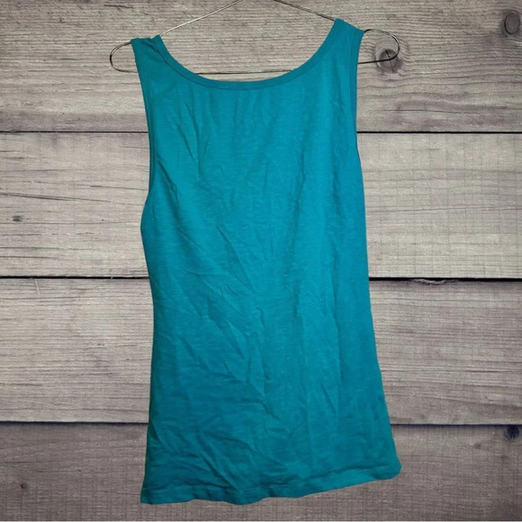 Caslon Turquoise V Neck Rouched Front Tank Top size Large - Picture 2 of 5